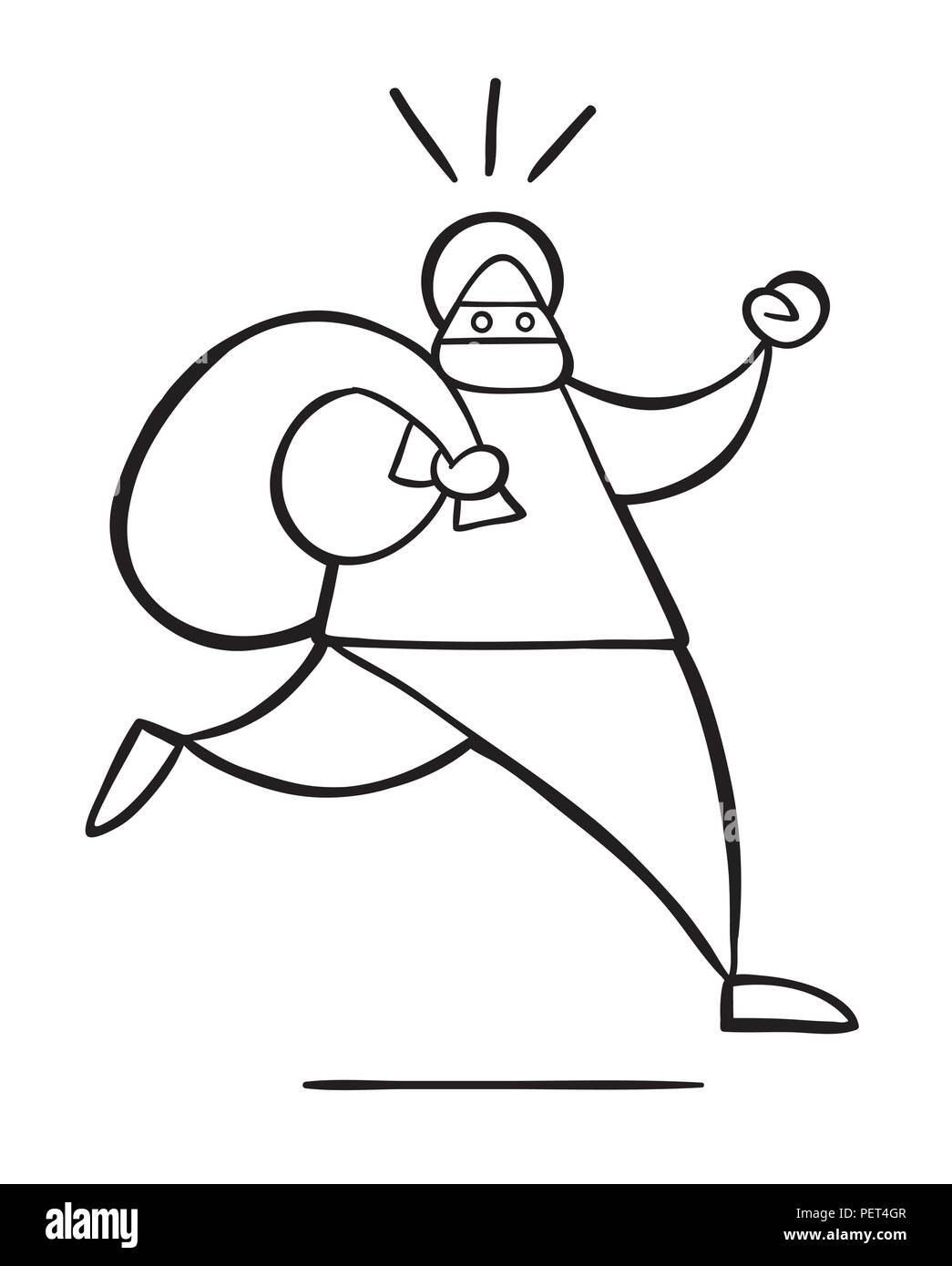 Ilustración vectorial de dibujos animados hombre ladrón enmascarado con  cara de marcha y llevar saco Imagen Vector de stock - Alamy