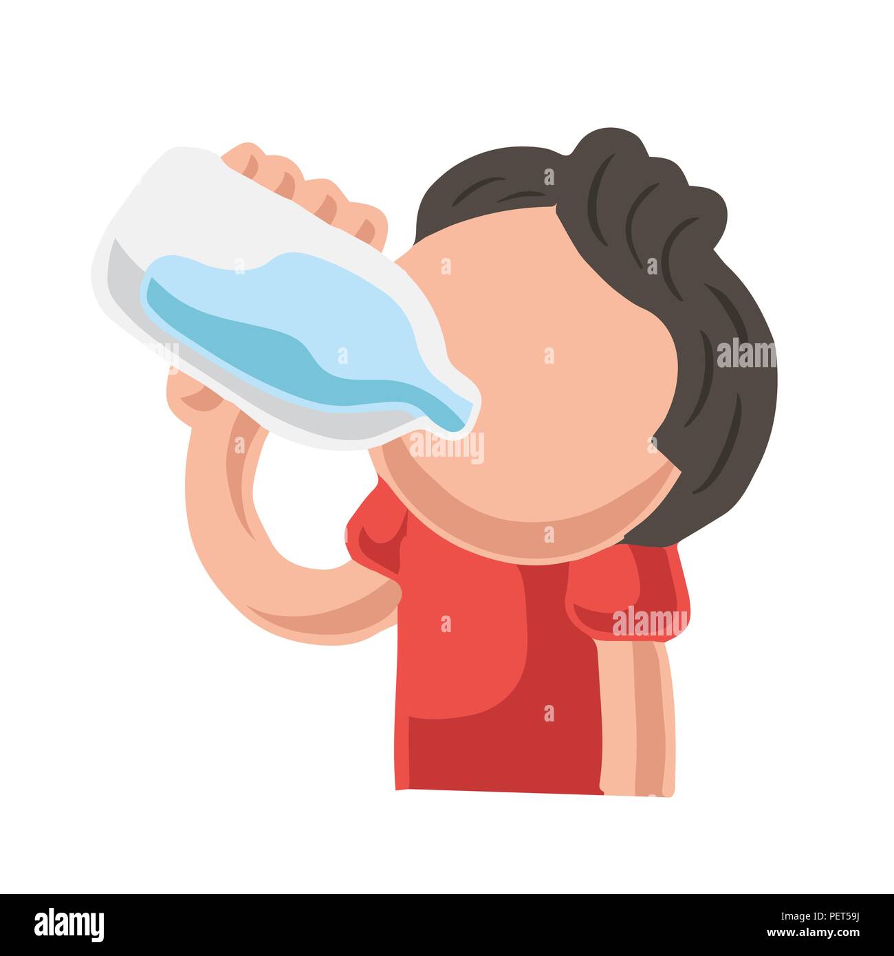 Niño sediento bebiendo agua Imágenes vectoriales de stock - Alamy