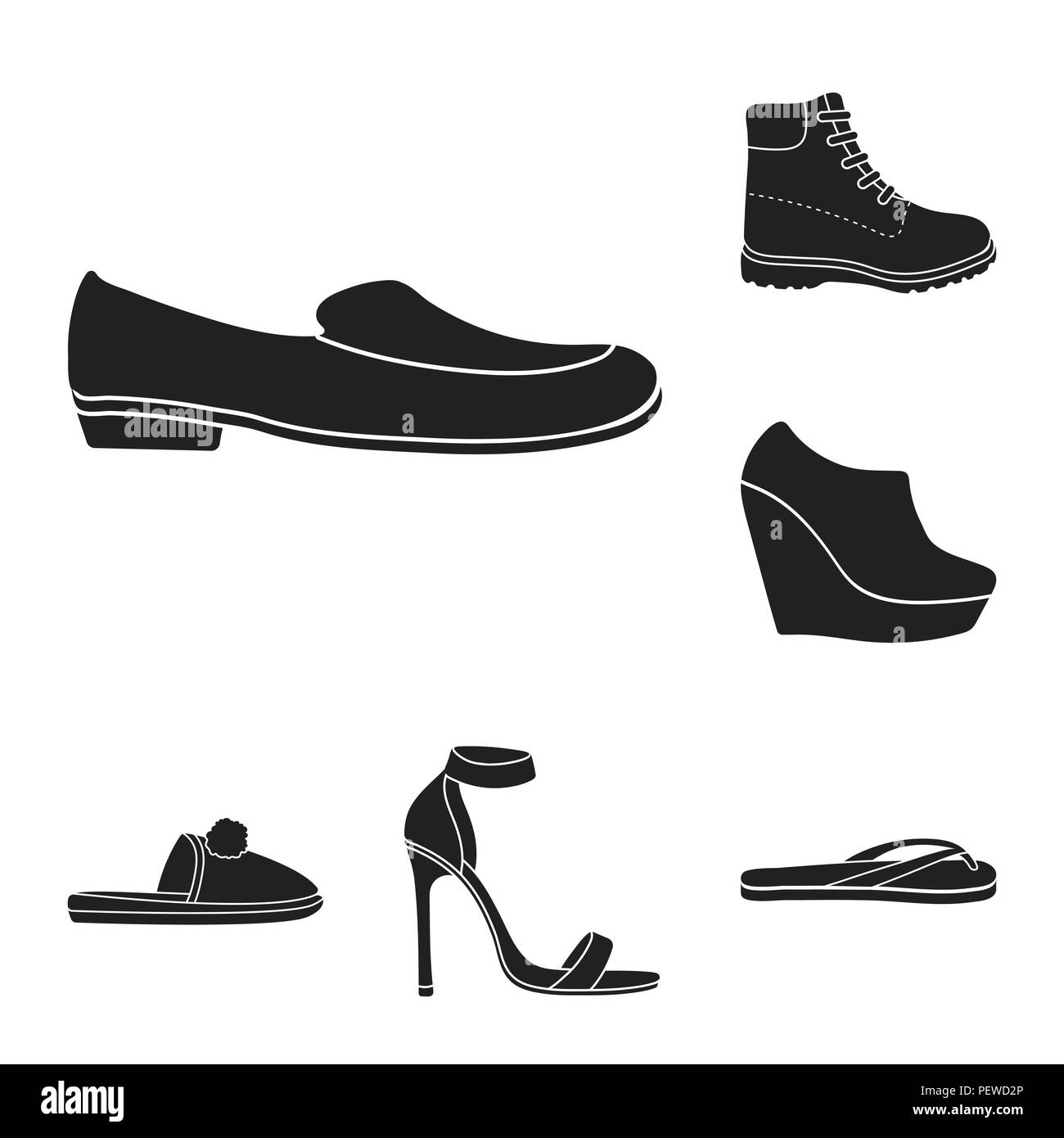 Una variedad de zapatos iconos negros en conjunto para el diseño. Boot,  sneakers vector stock symbol ilustración Imagen Vector de stock - Alamy