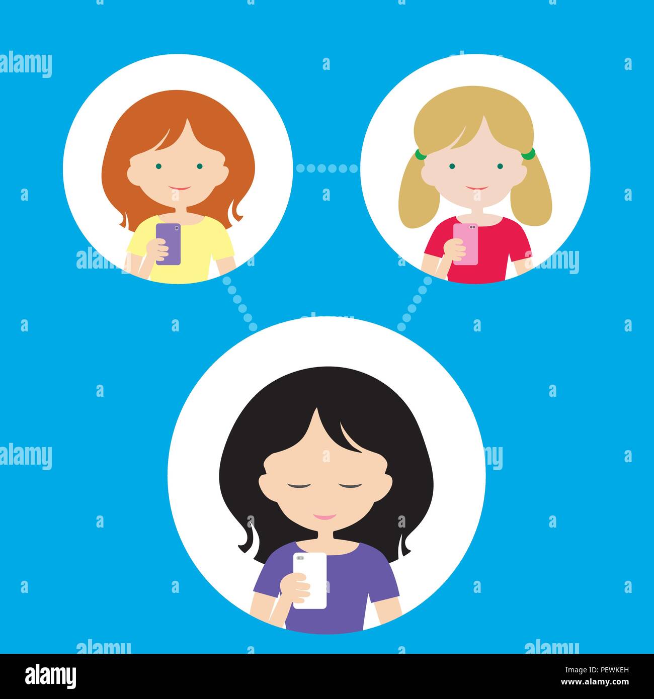 pic Celular Dos Personas Hablando Por Telefono Animado https www alamy es tres personas una mujer y dos ninas estan conectados a traves de un telefono celular o una red celular vector aislado sobre fondo azul diseno plano image215693705 html