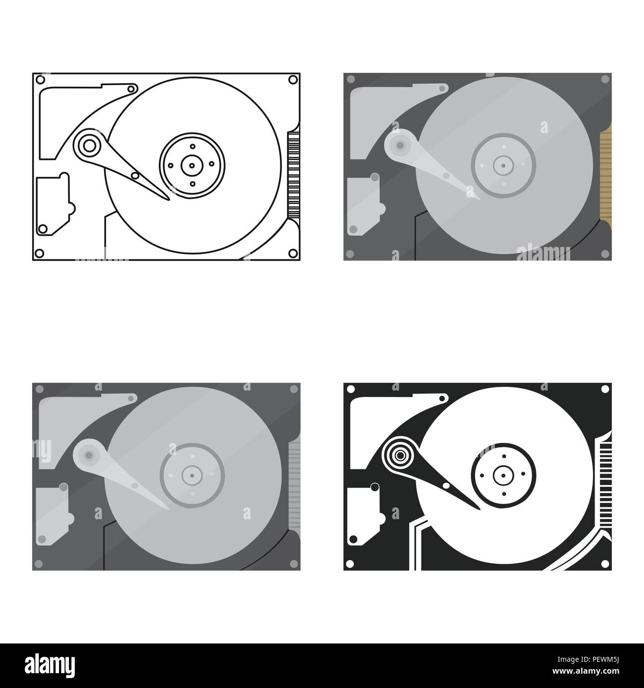 El icono del disco duro en el estilo de dibujos animados aislado sobre  fondo blanco. Símbolo de ordenador personal ilustración vectorial Imagen  Vector de stock - Alamy
