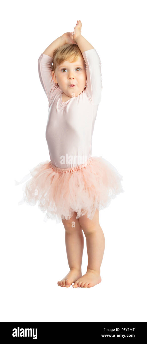 Niña danzas bailarina de ballet clásico en su tutu, aislado en blanco  Fotografía de stock - Alamy