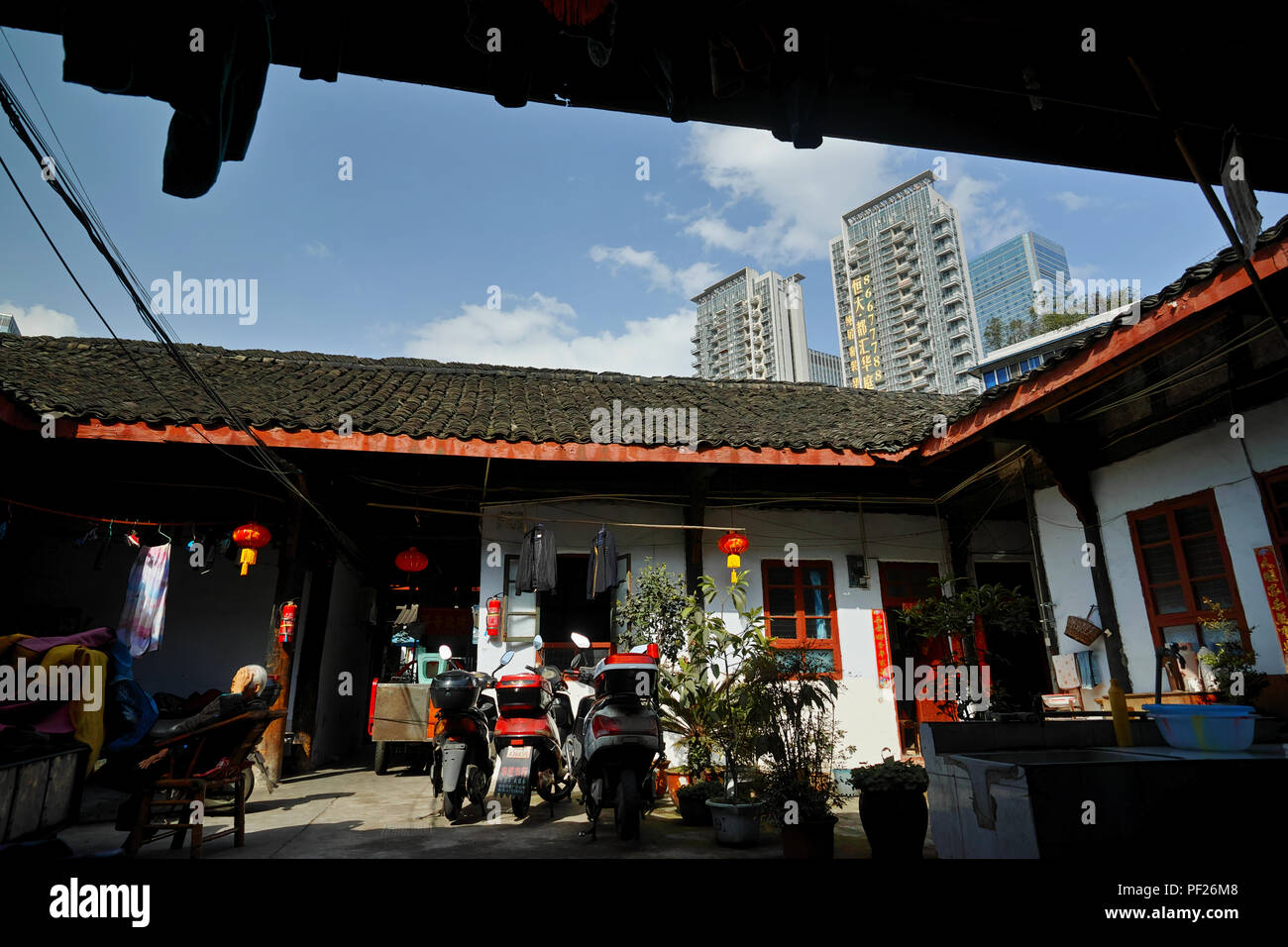 La vida de Chengdu, Sichuan, la ciudad más grande en el sudoeste de China. Foto de stock