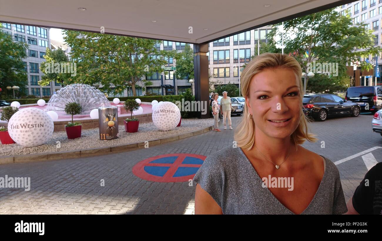 El Westin Leipzig Sajonia Alemania 2018 Maria Hoefl-Riesch foto Matthias Wehnert Foto de stock