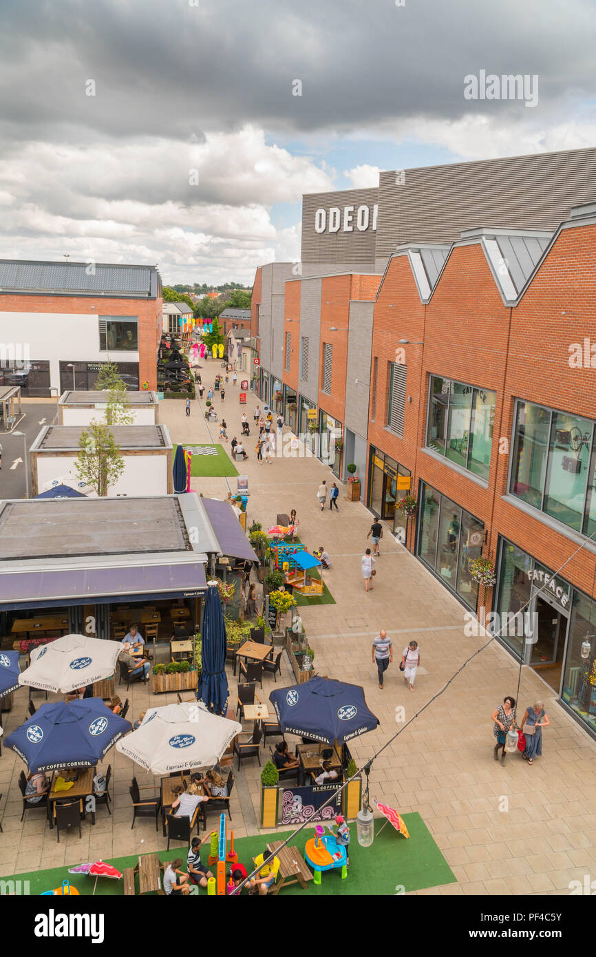 Mercado viejo recinto comercial Hereford UK. Julio de 2018 Foto de stock