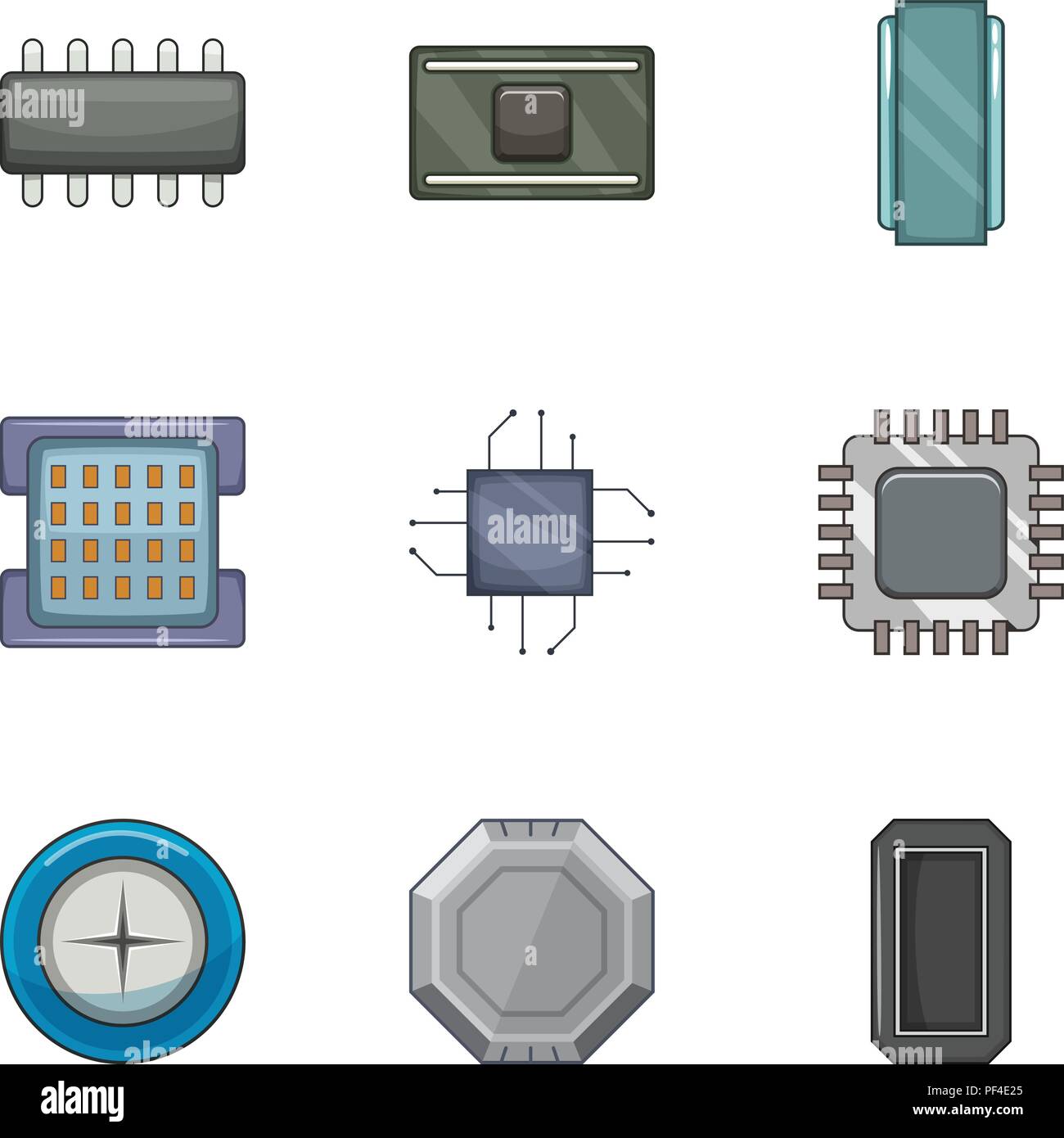 Chip microprocesador, conjunto de iconos de estilo de dibujos animados  Imagen Vector de stock - Alamy