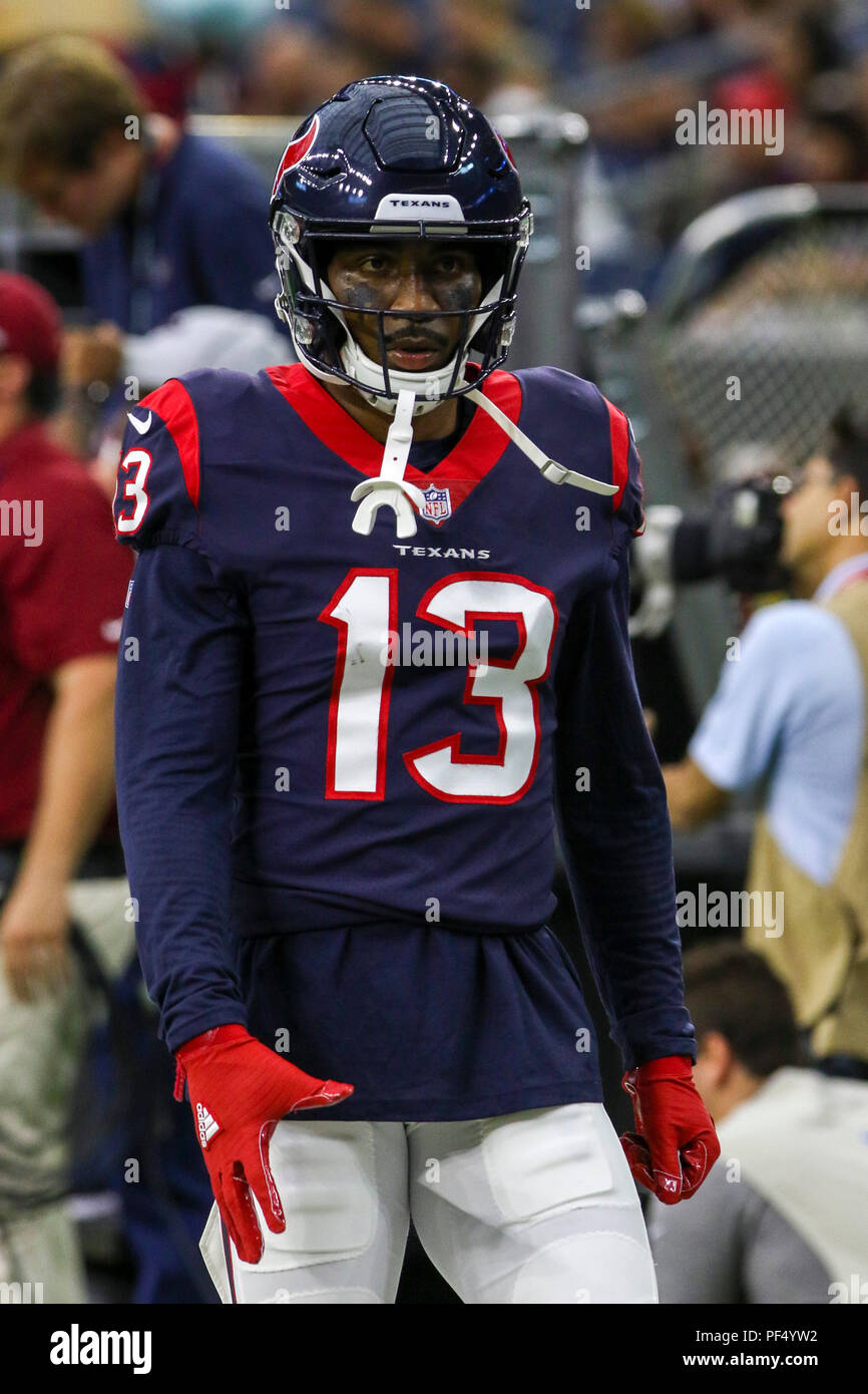 Agosto 18, 2018: Houston Texans receptor ancho Braxton Miller (13) durante la pretemporada juego de fútbol americano de la NFL entre los Houston Texans y los San Francisco 49ers en NRG Stadium en Houston, TX. John Glaser/CSM Foto de stock