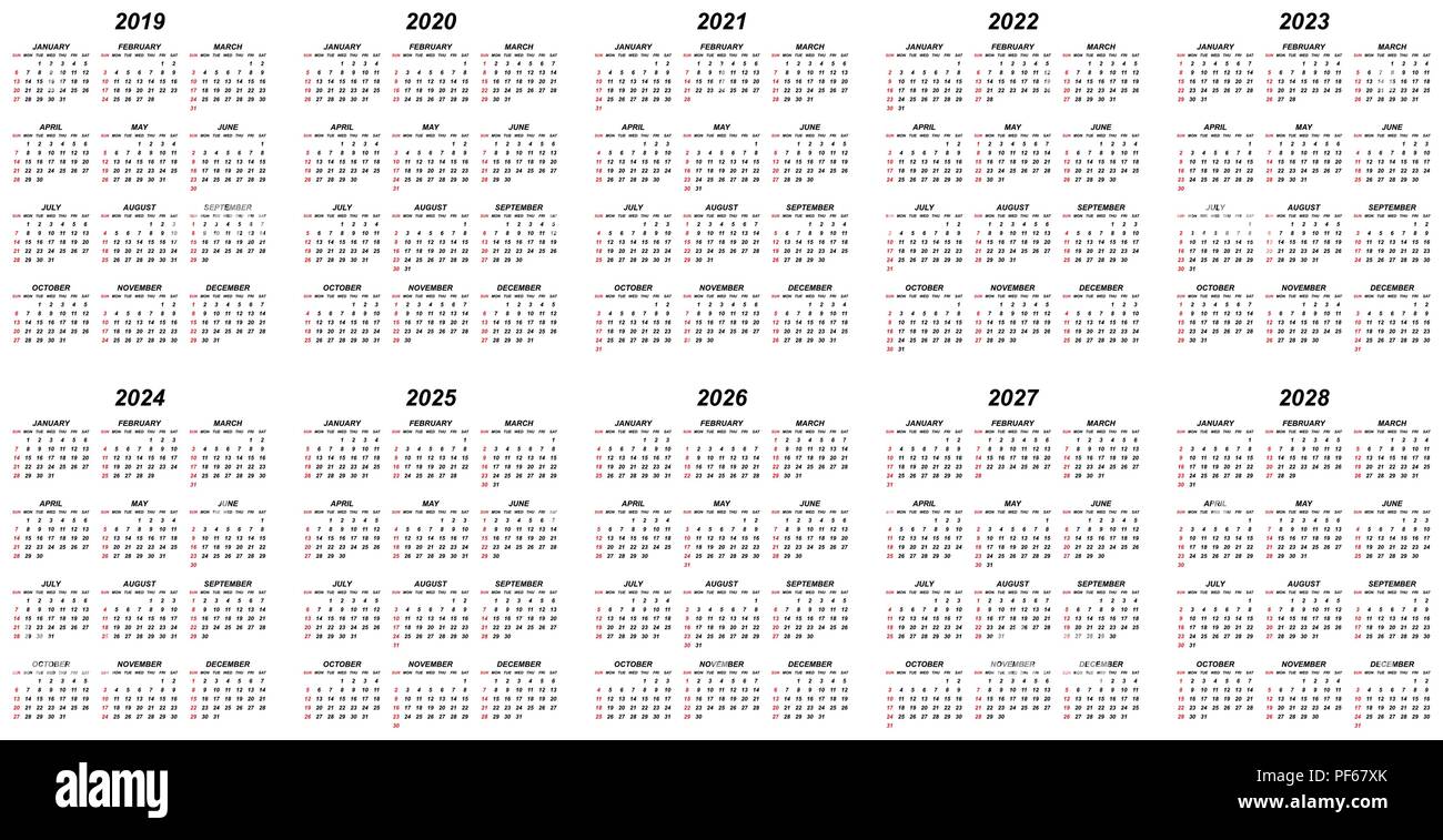 Calendarios 2020, 2021, 2022 Imágenes vectoriales de stock - Alamy