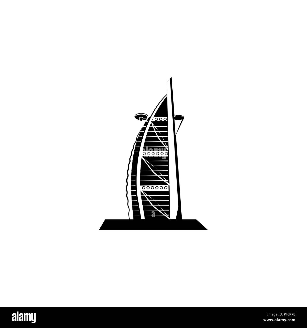 Atracciones mundiales. Hotel Burj el Arab en Dubai Ilustración del Vector