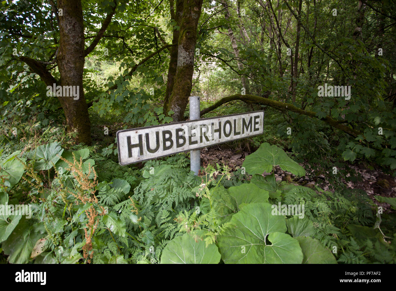 Signo de Hubberholme en los valles de Yorkshire, Inglaterra Foto de stock