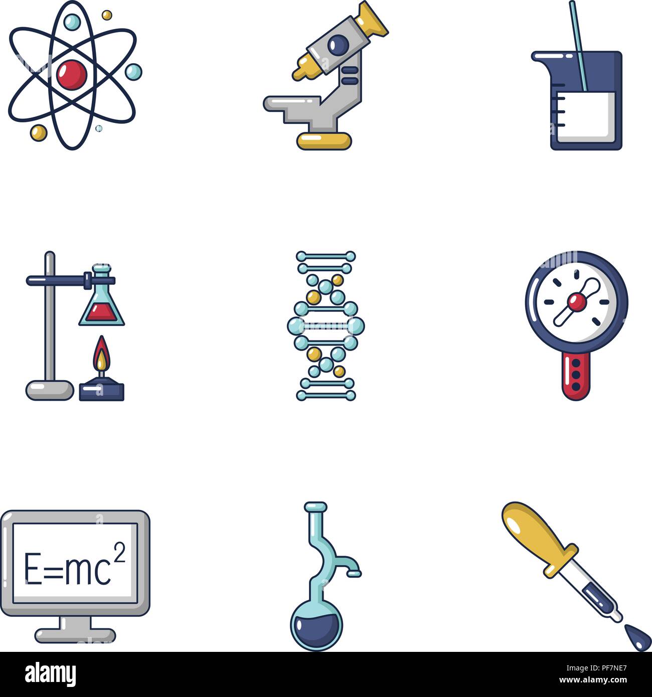 Iconos de Investigación Física, estilo de dibujos animados Imagen Vector de  stock - Alamy