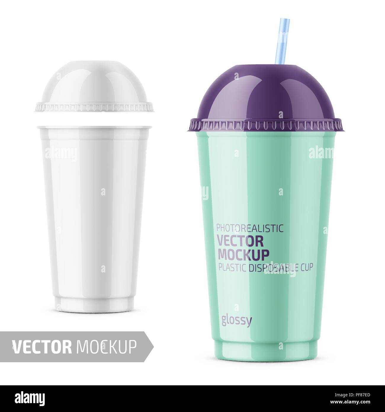 Copa desechables de plástico blanco con tapa domo para una bebida fría -  soda, té helado o café, cócteles, zumos, batido. 450 ml. Maqueta de  embalaje realista Imagen Vector de stock - Alamy