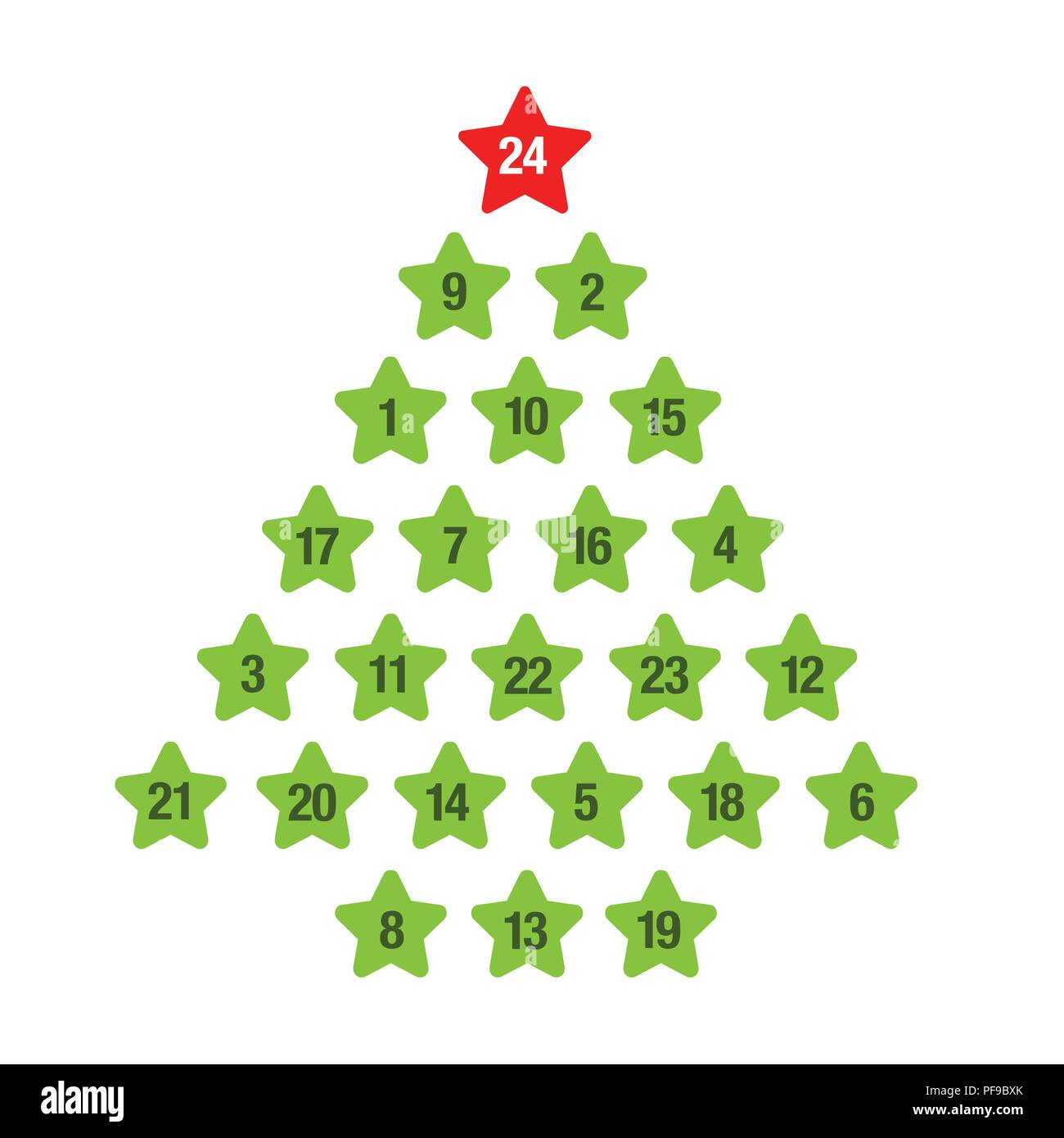 Calendario de adviento verde árbol de navidad ilustración vectorial EPS10 Ilustración del Vector
