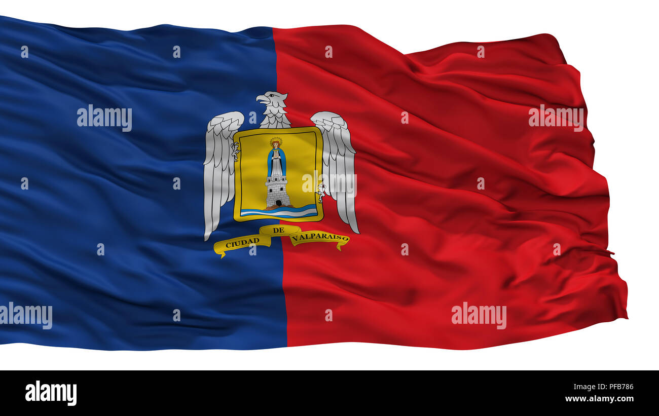 La bandera de la ciudad de Valparaíso, Chile, aislado sobre fondo