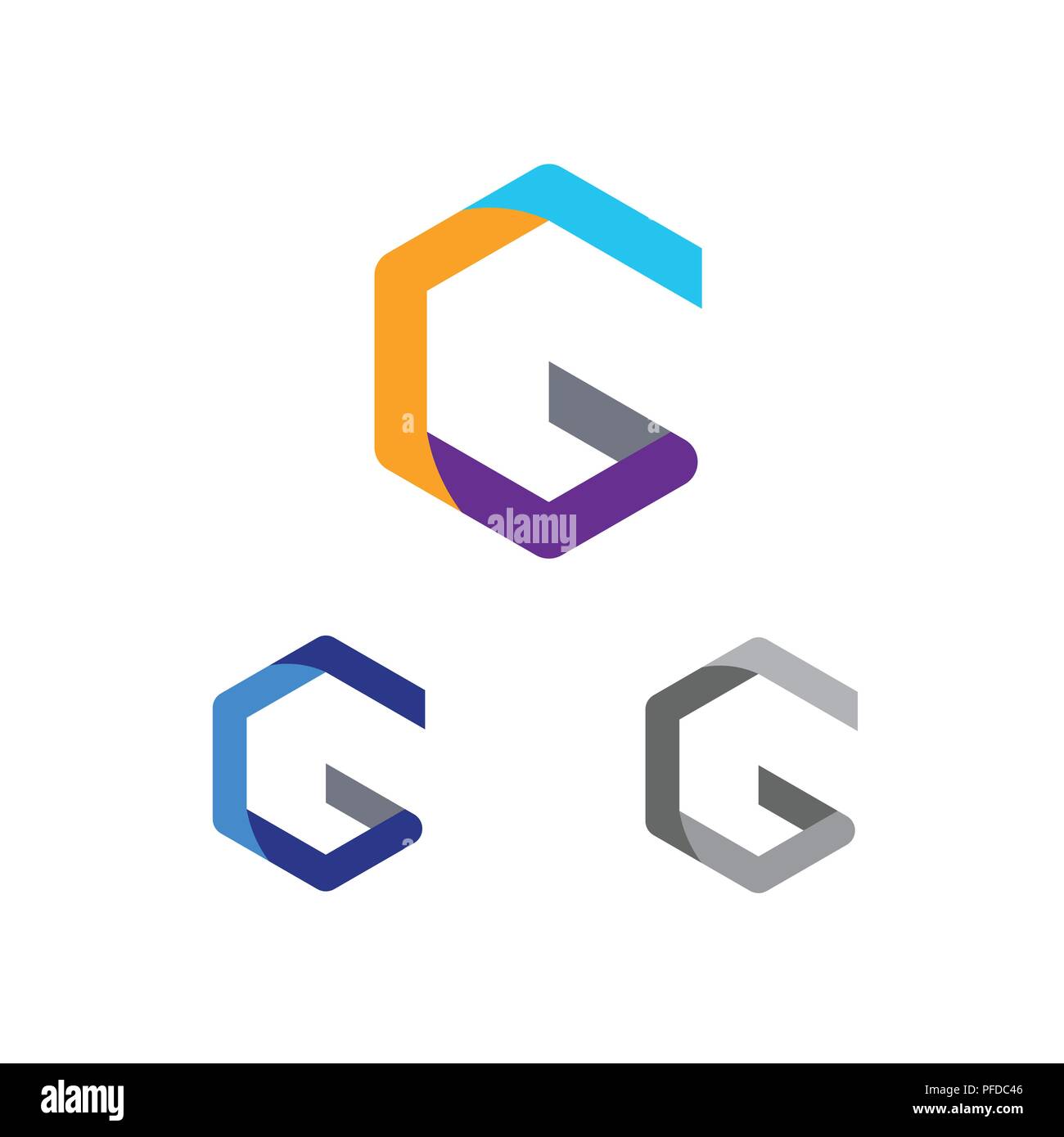 Letra G color del logotipo diseño ilustración vector plantilla, Letra G