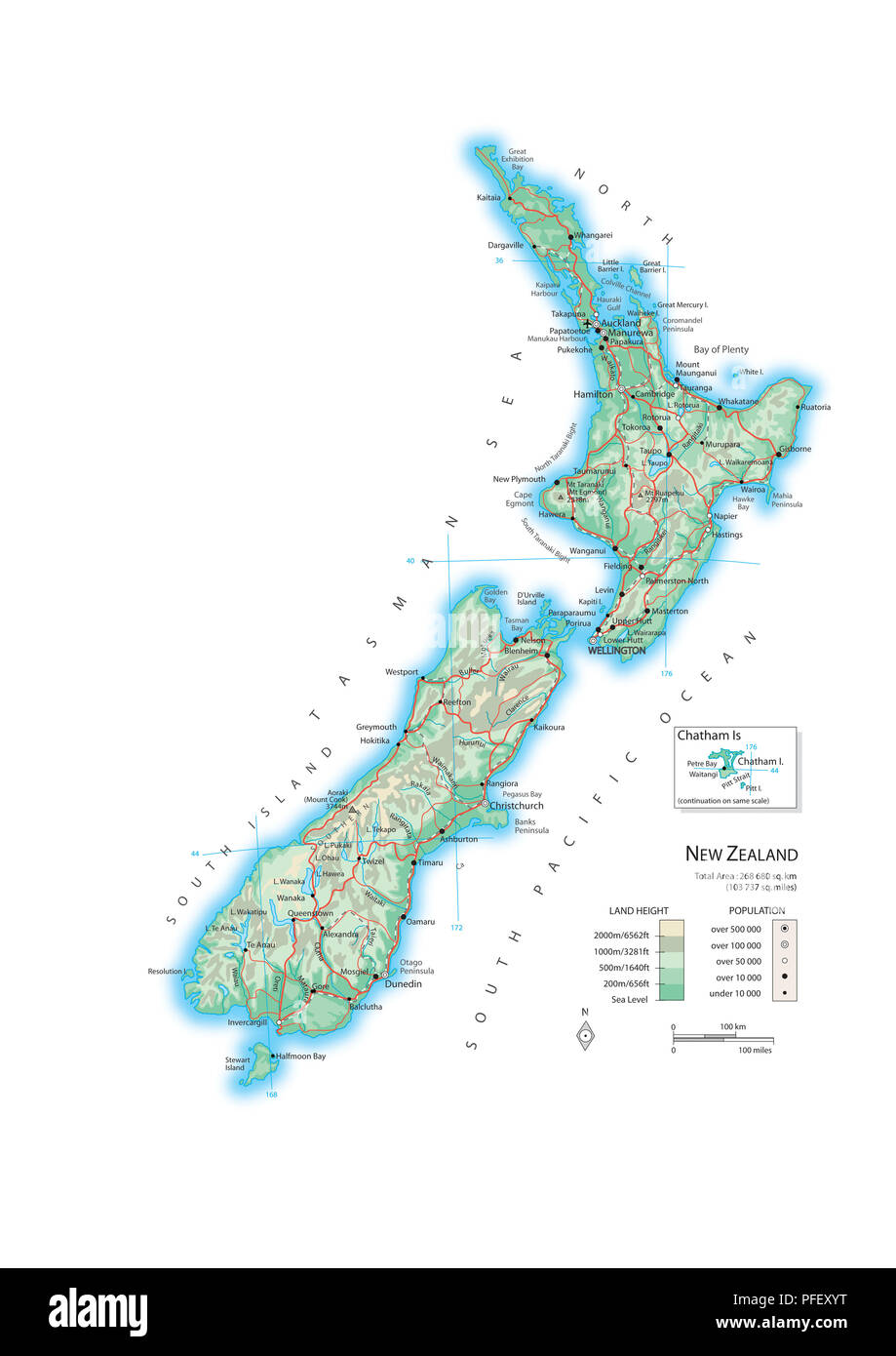 Mapa de Nueva Zelanda Foto de stock