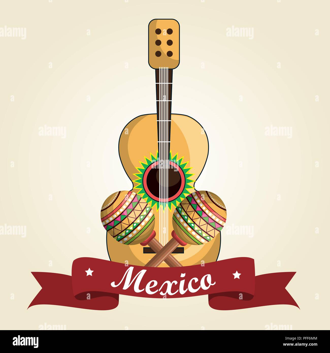 Guitarra y maracas fiesta mexicana Imagen Vector de stock - Alamy