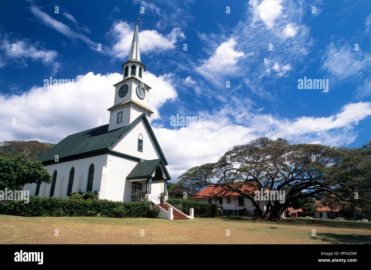 Ee.Uu., las Islas de Hawaii, Maui, Wailuku, Ka'ahumanu Iglesia, Iglesia del siglo XIX. Foto de stock