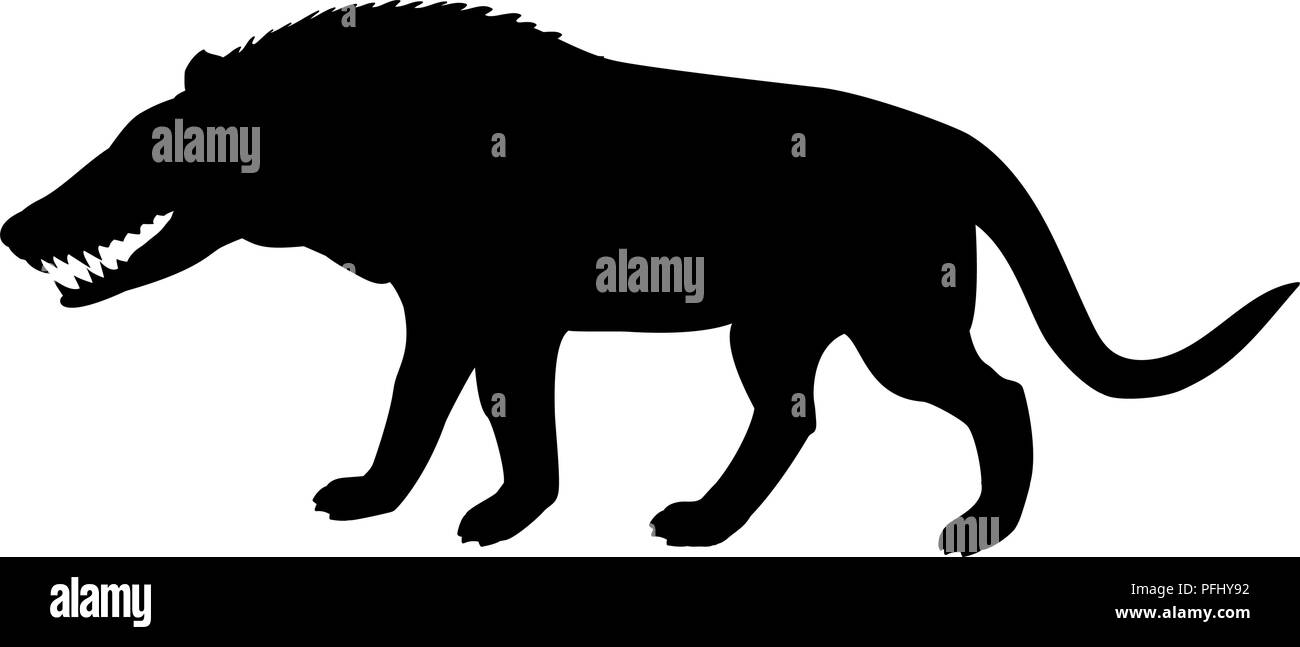 Andrewsarchus mongoliensis silueta prehistórico extinto lobo m Ilustración del Vector