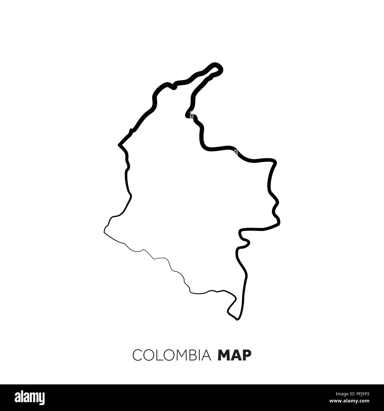 Colombia Vector Esquema Del Mapa Del País Línea Negra Sobre Fondo