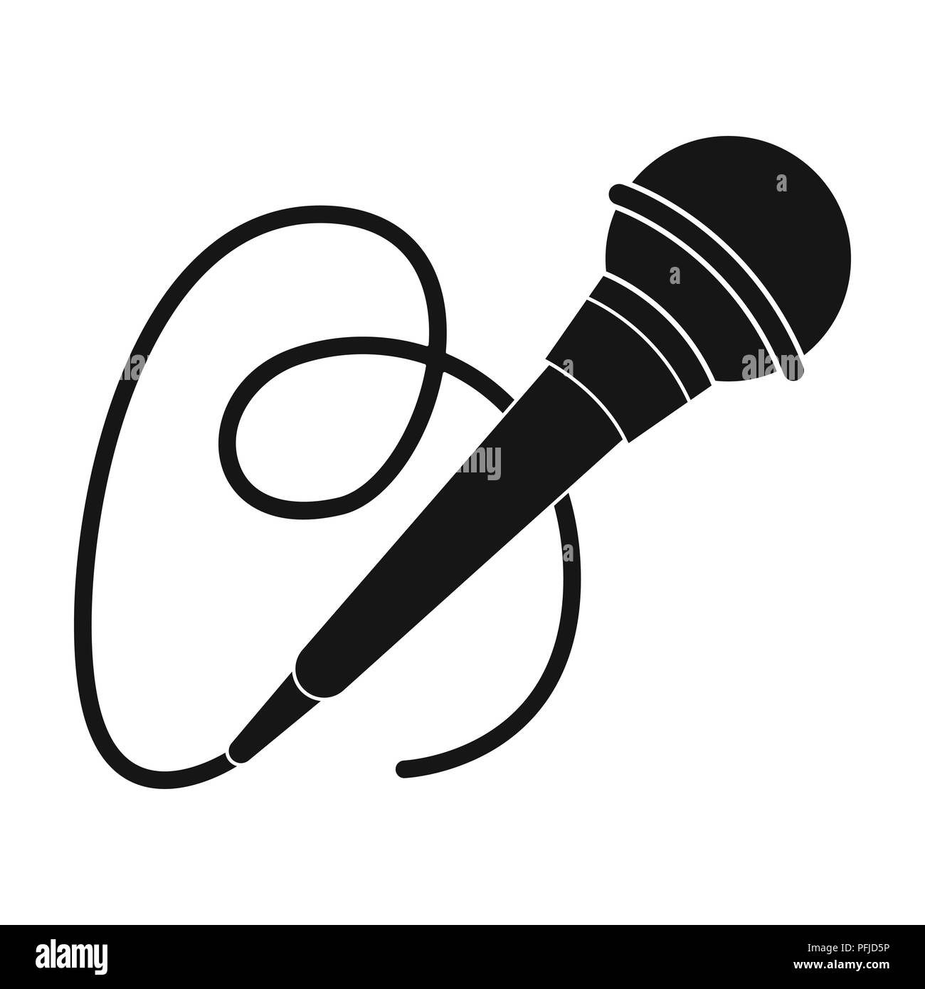 El icono del micrófono en negro estilo aislado sobre fondo blanco. Símbolo  de servicio eventos ilustración vectorial Imagen Vector de stock - Alamy