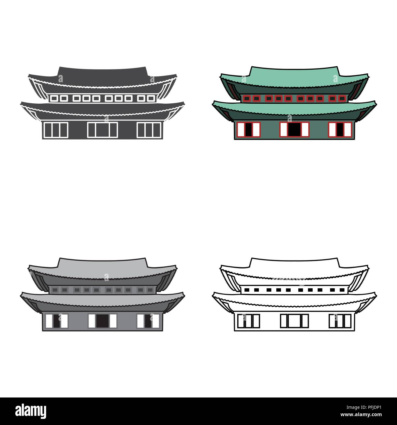 Changdeokgung icono en el estilo de dibujos animados aislado sobre fondo  blanco. Símbolo de Corea del Sur ilustración vectorial Imagen Vector de  stock - Alamy