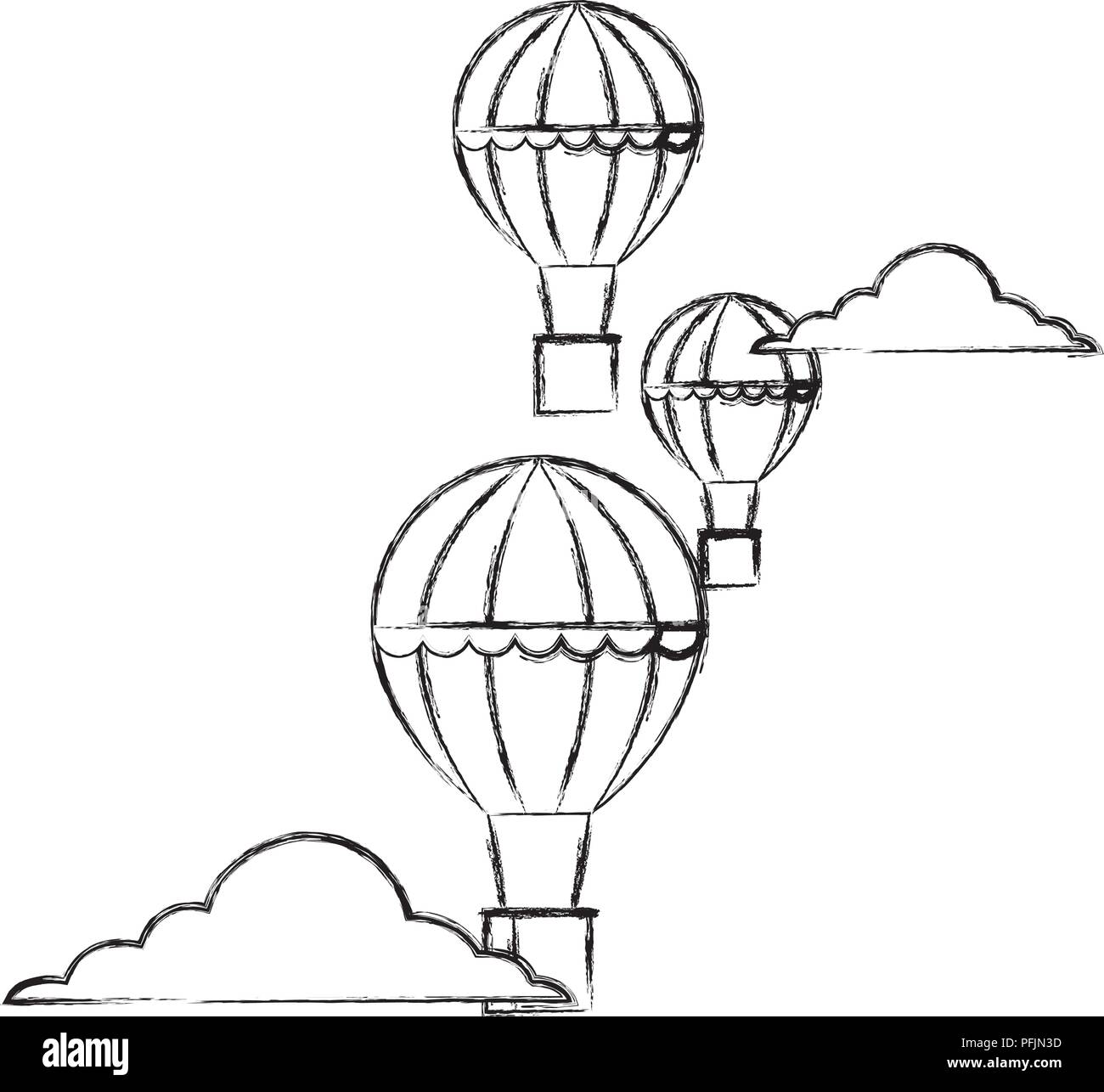 Los globos de aire caliente de recreo aventura ilustración vectorial dibujo  a mano Imagen Vector de stock - Alamy