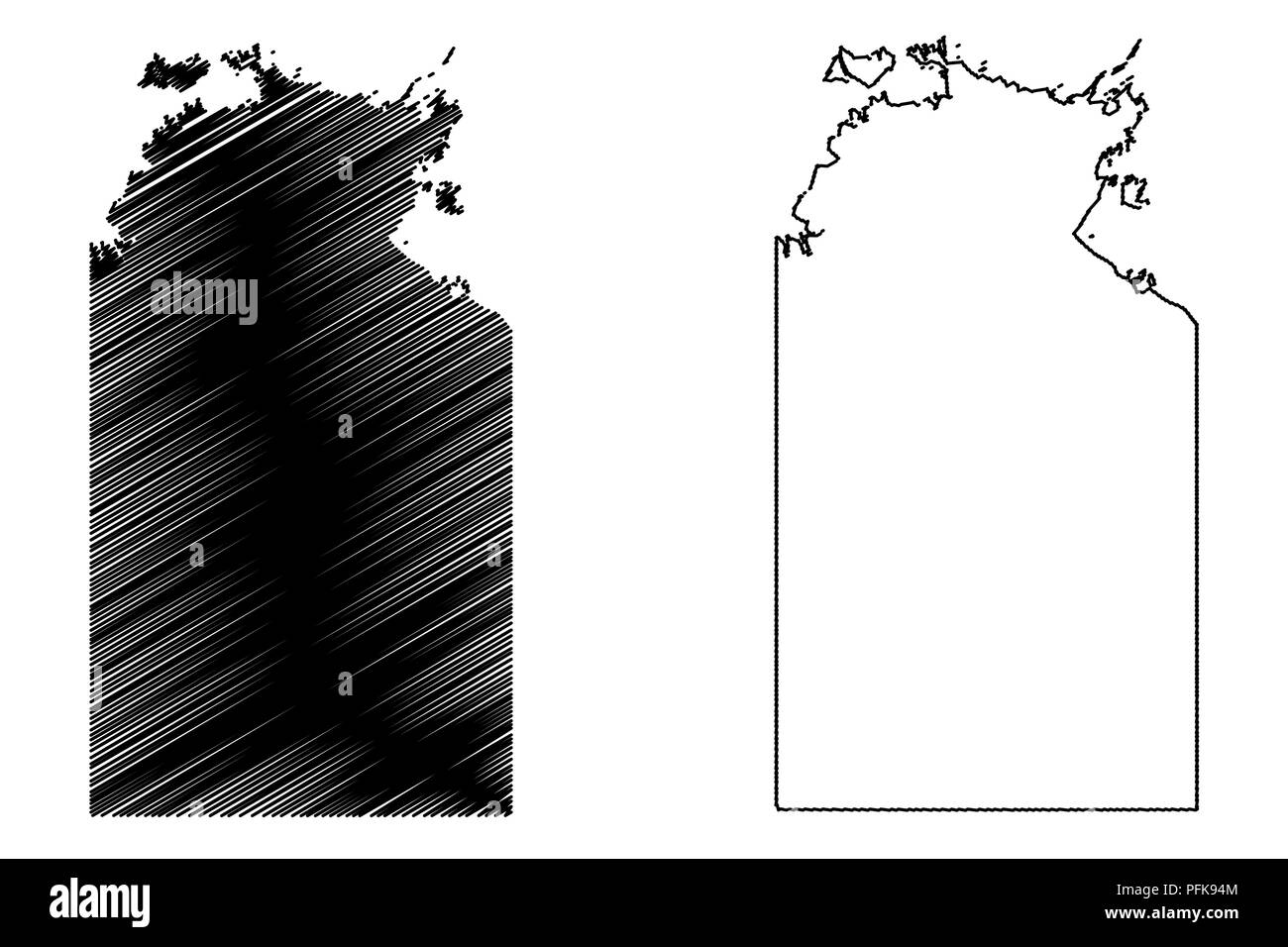 Territorio del Norte (los estados y territorios australianos, NT) mapa