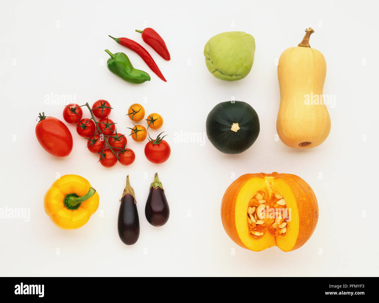 Colorida Selección de verduras, vista desde arriba. Foto de stock