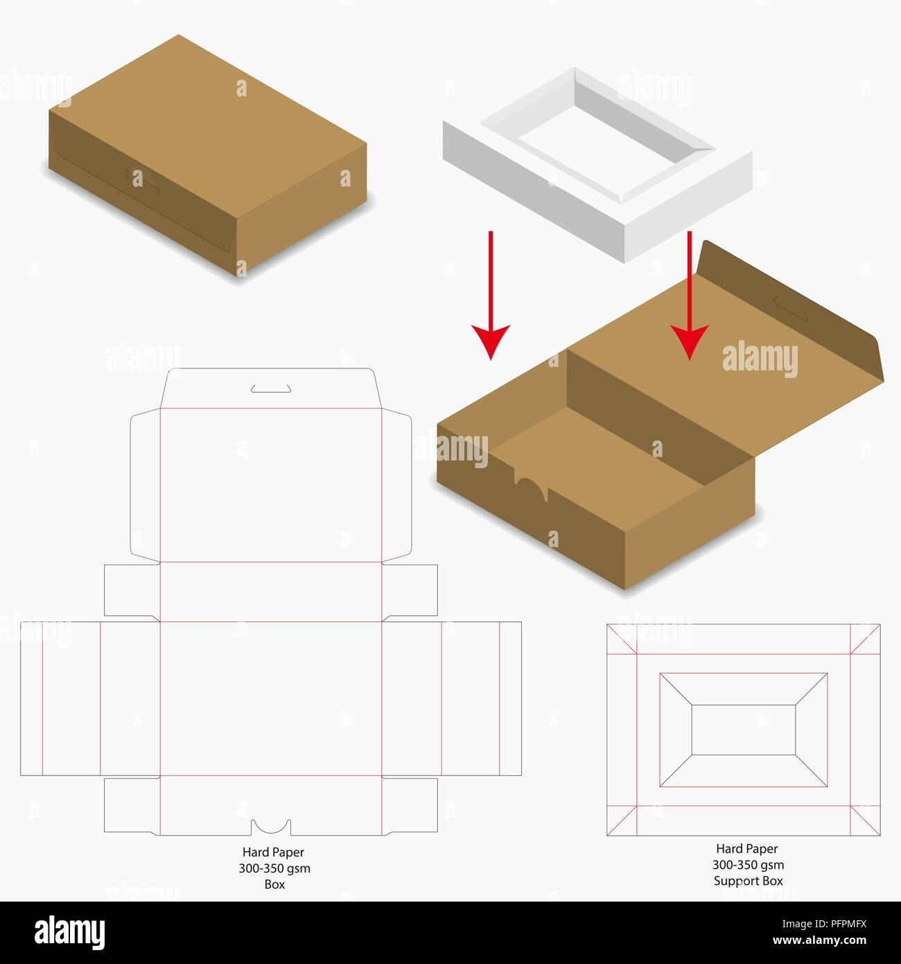 Embalaje: caja troquelada diseño de plantilla. Maquetas 3d Imagen Vector de  stock - Alamy