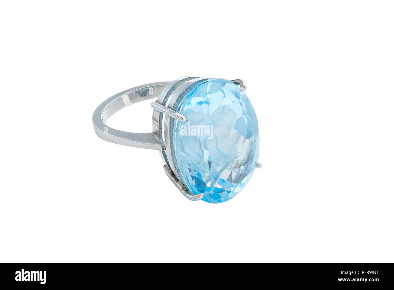 Gema topacio azul anillo set 24.64 quilates, 20x15mm de centro de la piedra Foto de stock