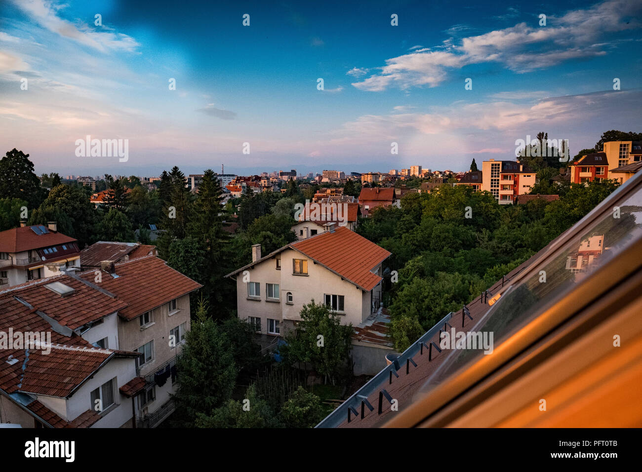 Blick über Vorstadt von Sofía, Bulgarien Foto de stock