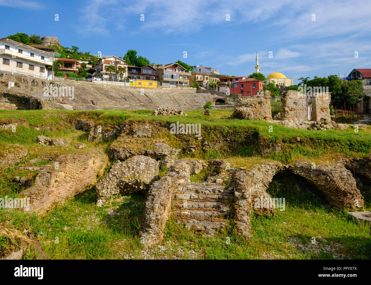Anfiteatro Romano, Durres, Durrës, Albania Foto de stock