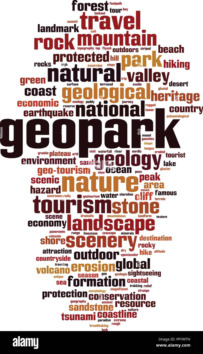 Geopark palabra nube concepto. Ilustración vectorial Ilustración del Vector