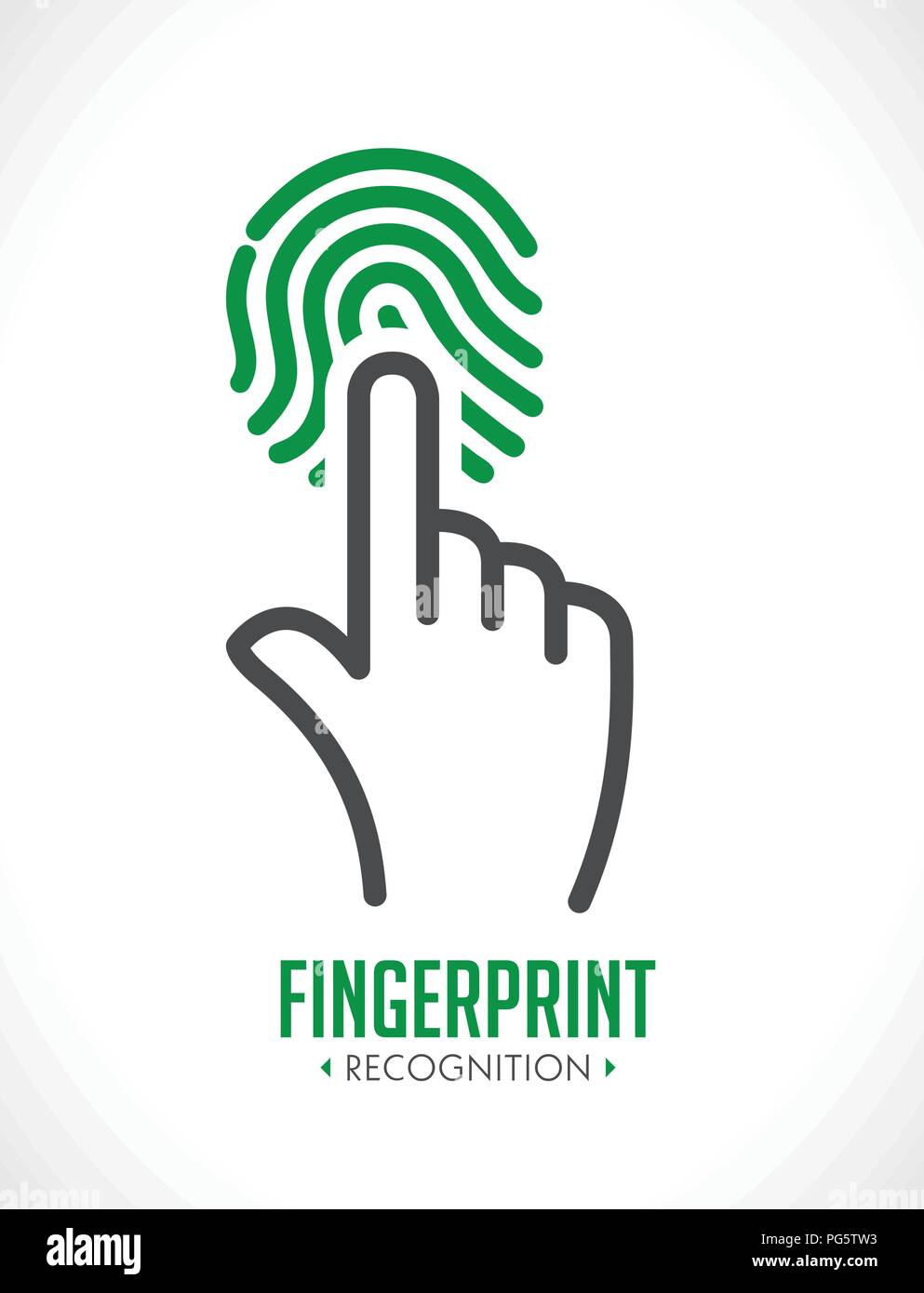 Logotipo - reconocimiento de huellas dactilares - Concepto de sistema de control de acceso biométrico Ilustración del Vector