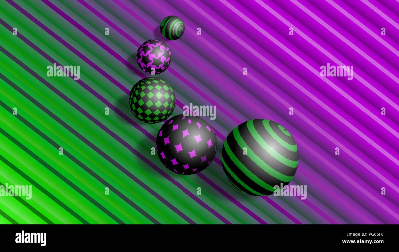 Resumen Antecedentes La bola 3D. Rosa líneas, círculos, cuadrados, estrellas Ilustración del Vector