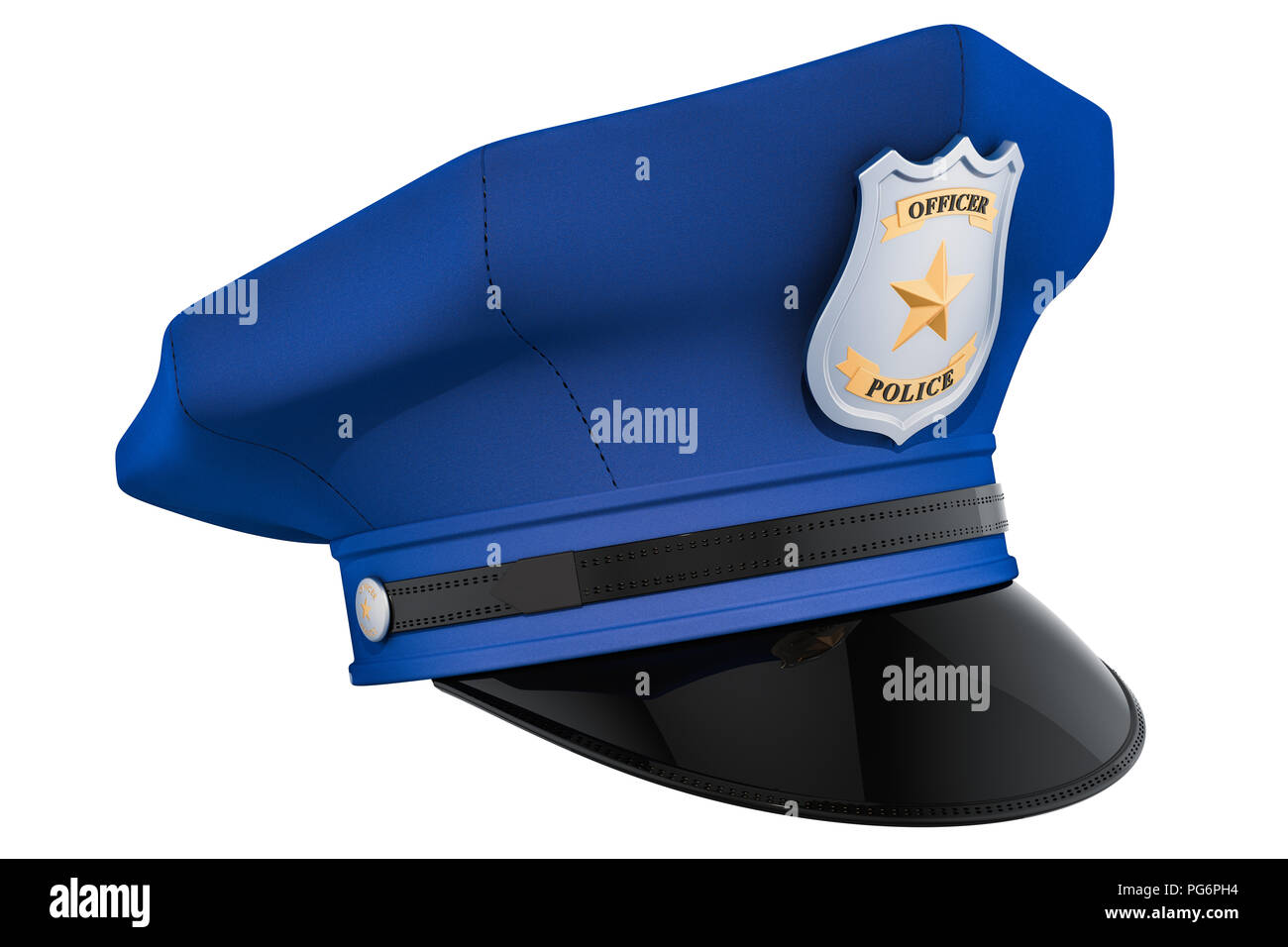 Gorro de policía, cap. 3D rendering aislado sobre fondo blanco Fotografía  de stock - Alamy