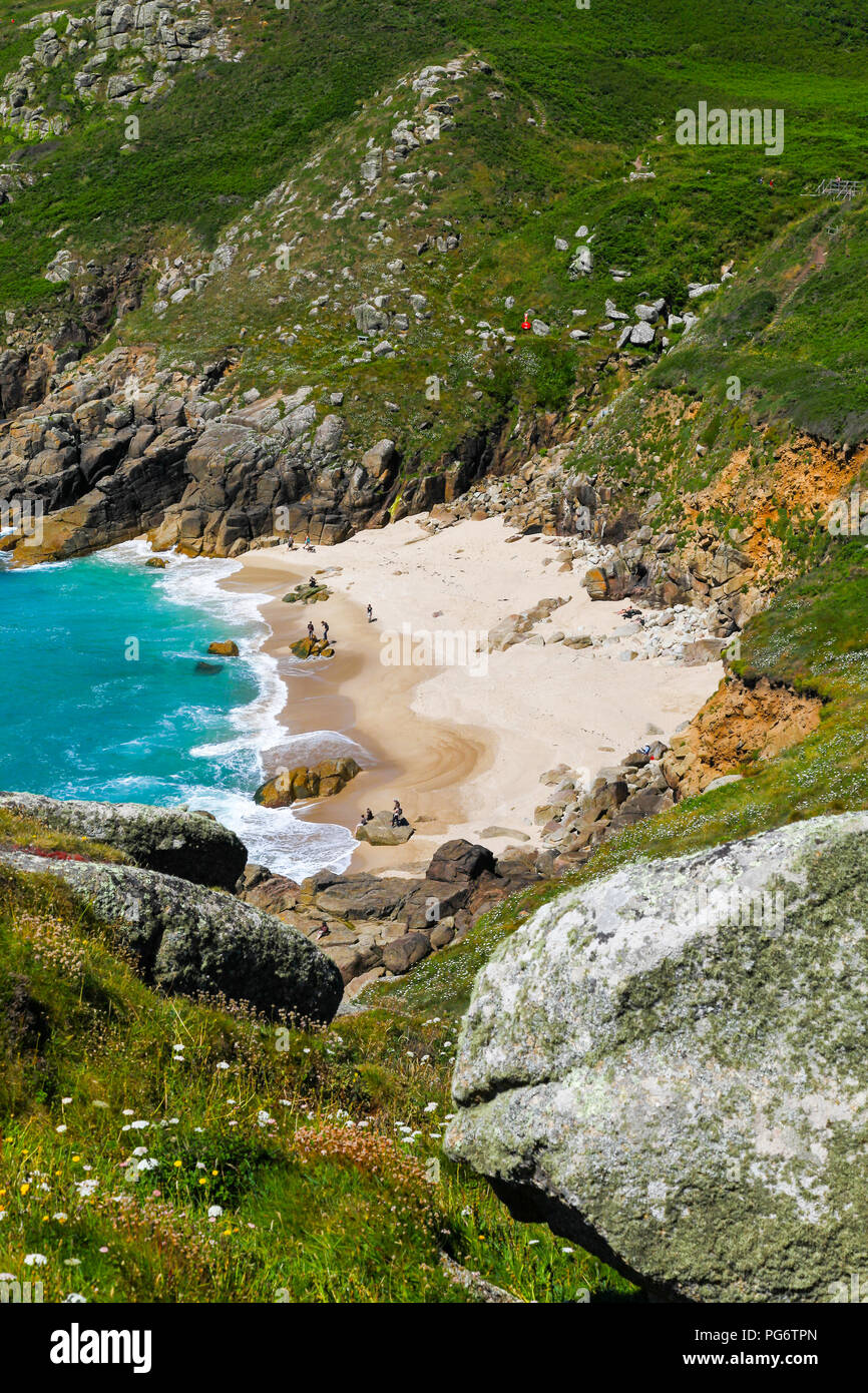 O Capilla Porthchapel Porth beach, Cornualles, en el Suroeste de Inglaterra, Reino Unido. Foto de stock