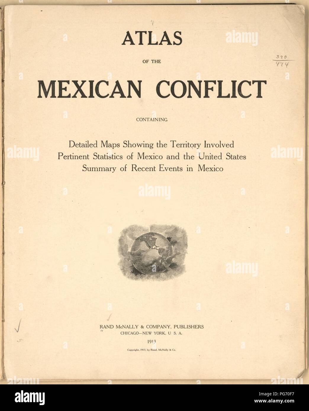 Atlas del conflicto mexicano - que contiene mapas detallados que muestran el territorio afectado, las estadísticas pertinentes de los Estados Unidos y México, resumen de los acontecimientos recientes en México. Foto de stock