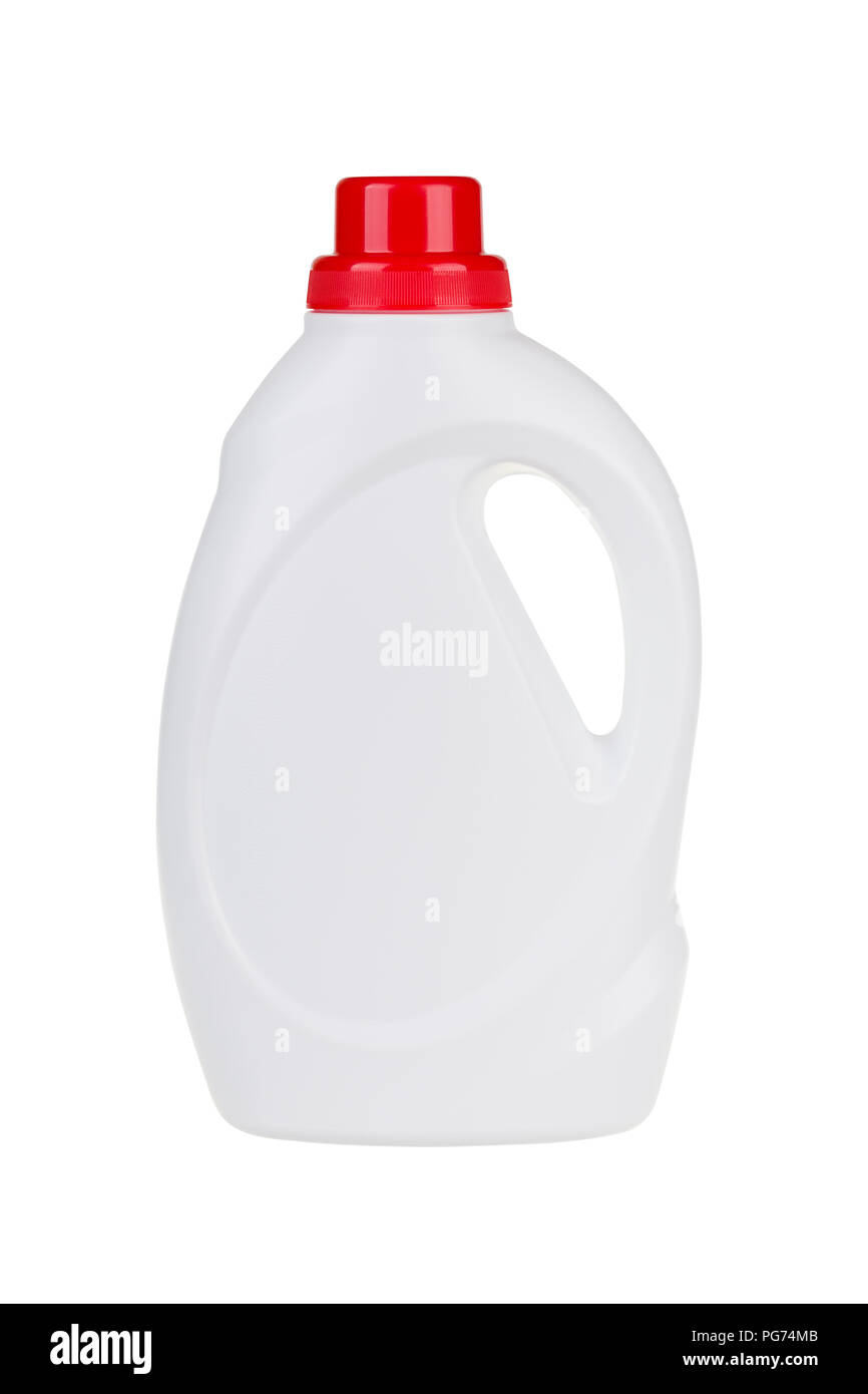 Detergente líquido botella de plástico blanco aislado en blanco. Con  trazado de recorte Fotografía de stock - Alamy