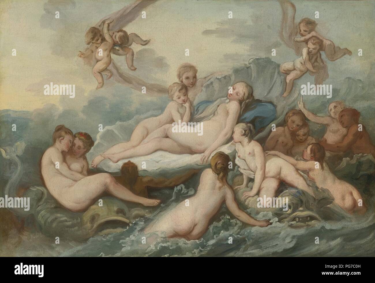 Atribuyó a Pierre-Charles Trémolières El Nacimiento de Venus. Foto de stock