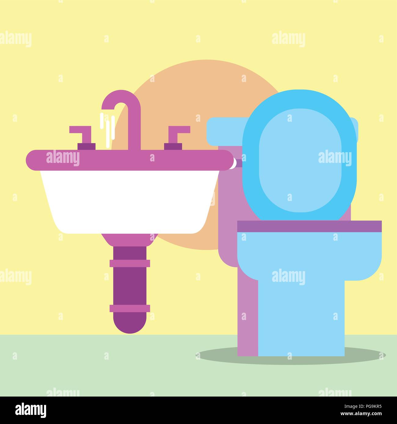 Wc y lavabo Grifería Baño de dibujos animados Imagen Vector de stock - Alamy