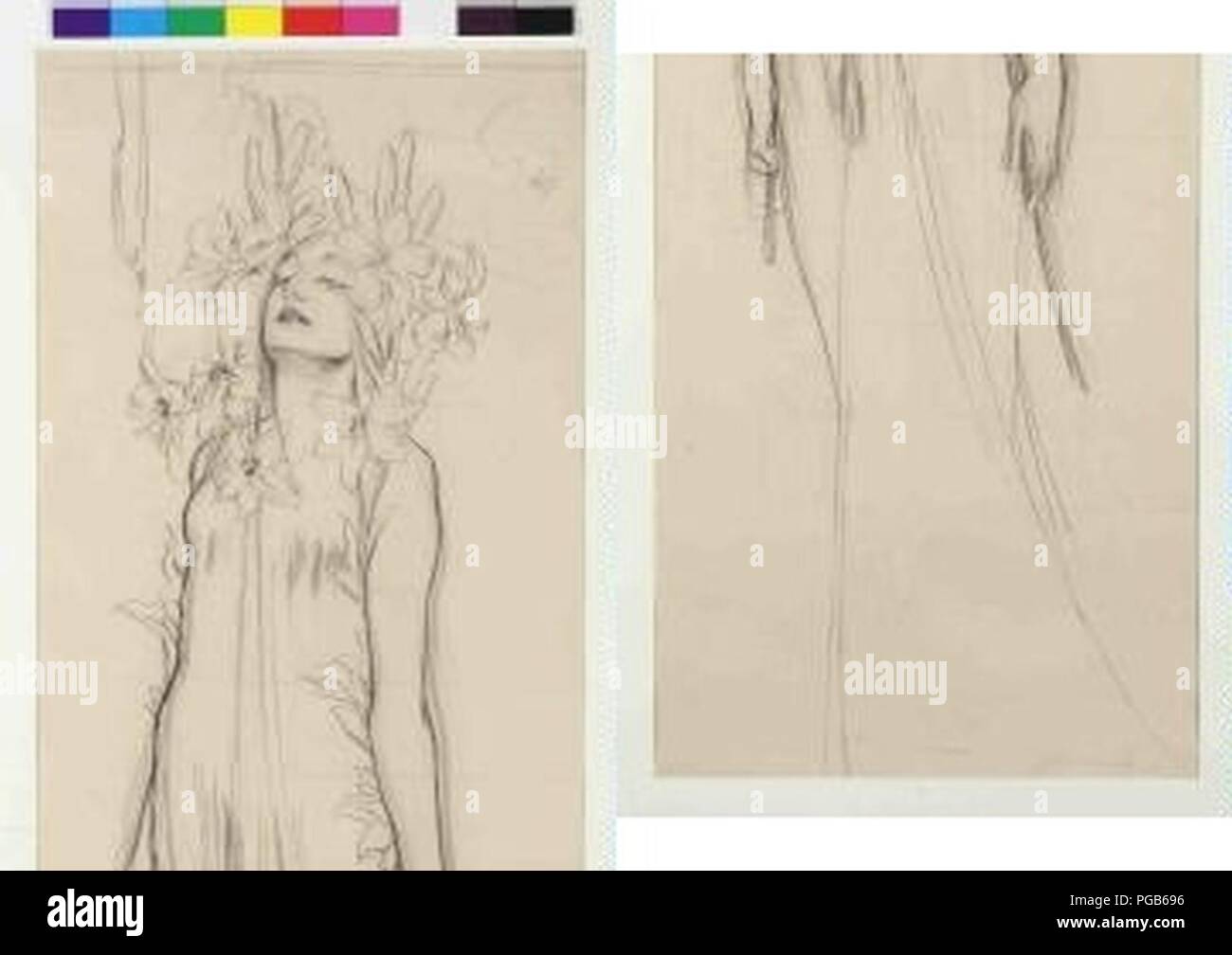 Autor Alfons Mucha 24.7.1860-14.7.1939 - Lilie - dekorativni panneau ze serie ctyr kvetin. Foto de stock
