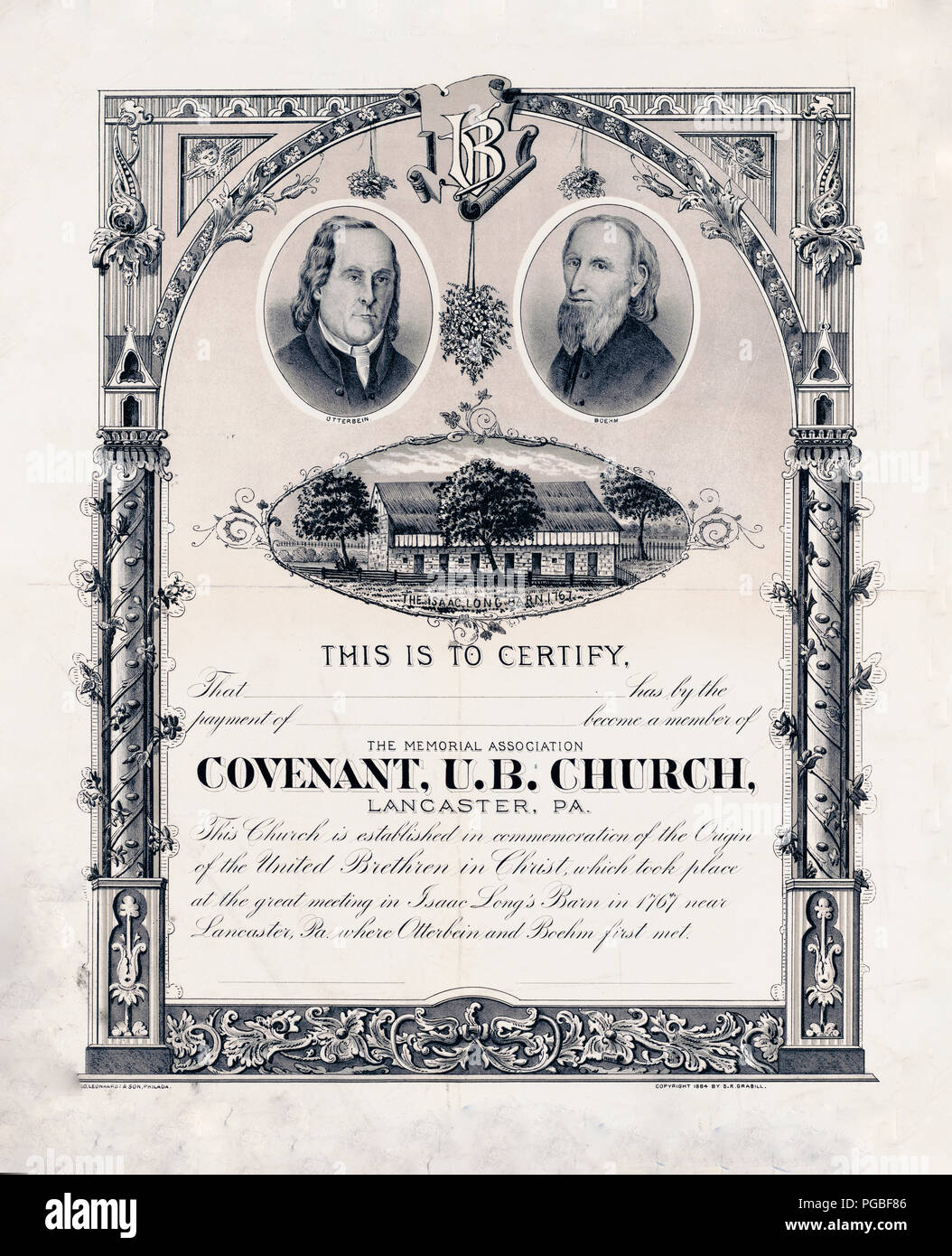Certificado de membresía en Pacto . Iglesia, Lancaster, Pensilvania  Fotografía de stock - Alamy