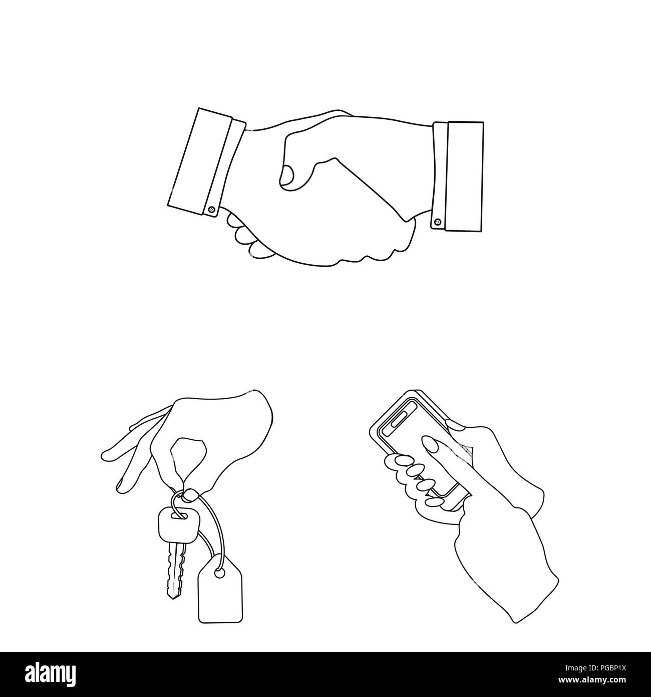 y business outline iconos en conjunto para el diseño. Compra