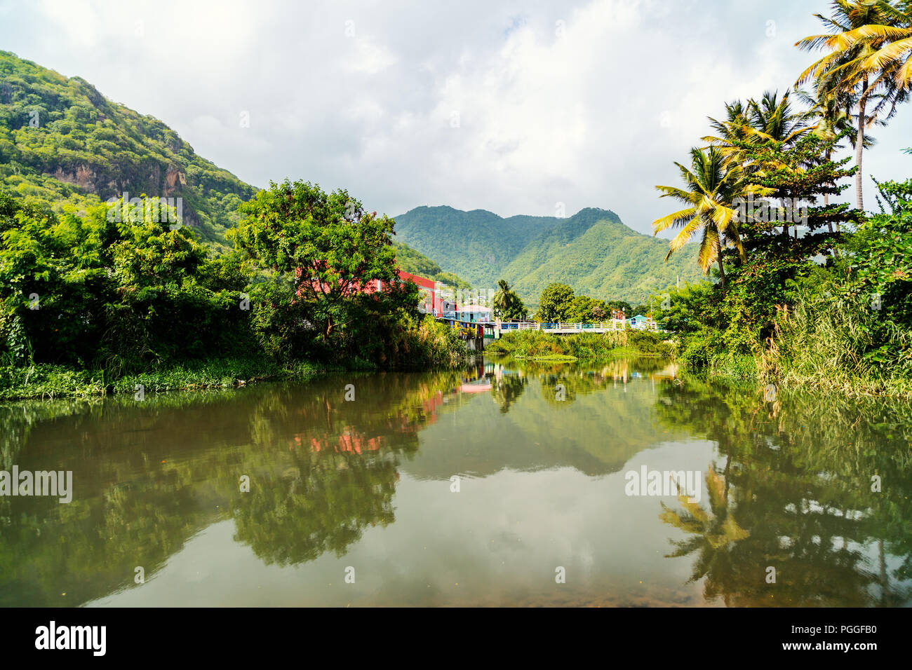 Hermoso paisaje de la isla de Santa Lucía en el Caribe Foto de stock