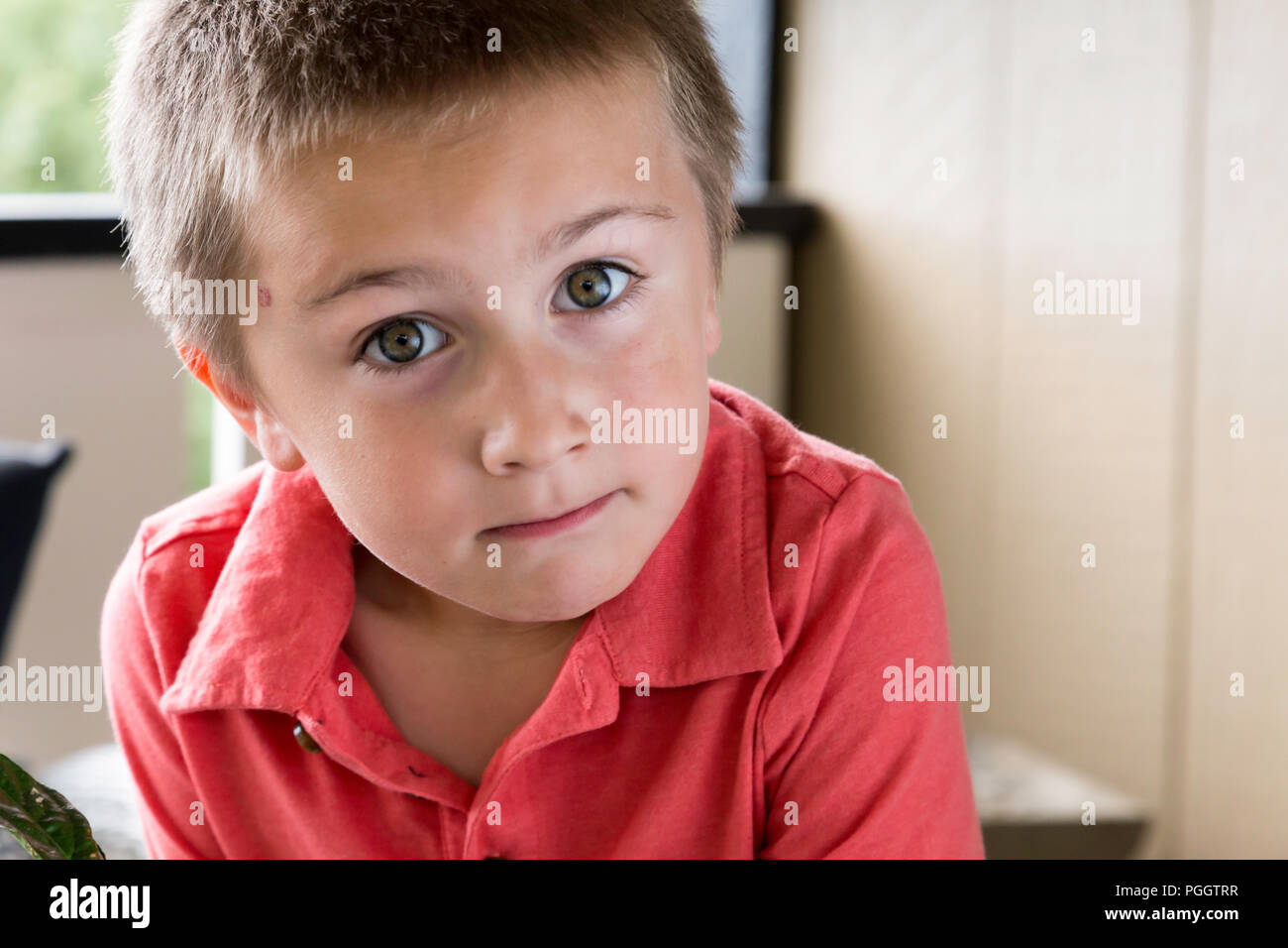 Niño de cinco años, Mt, EE.UU. Foto de stock