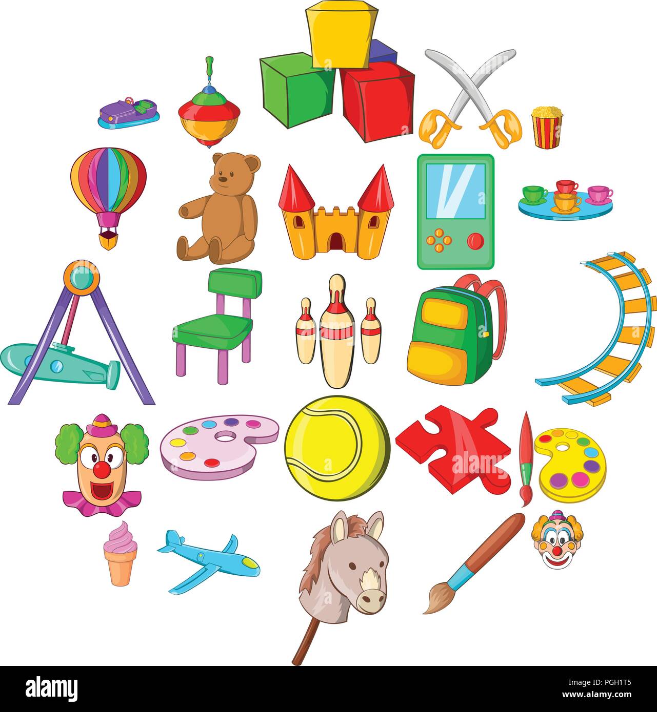 Zona de juegos para niños, conjunto de iconos de estilo de dibujos animados  Imagen Vector de stock - Alamy