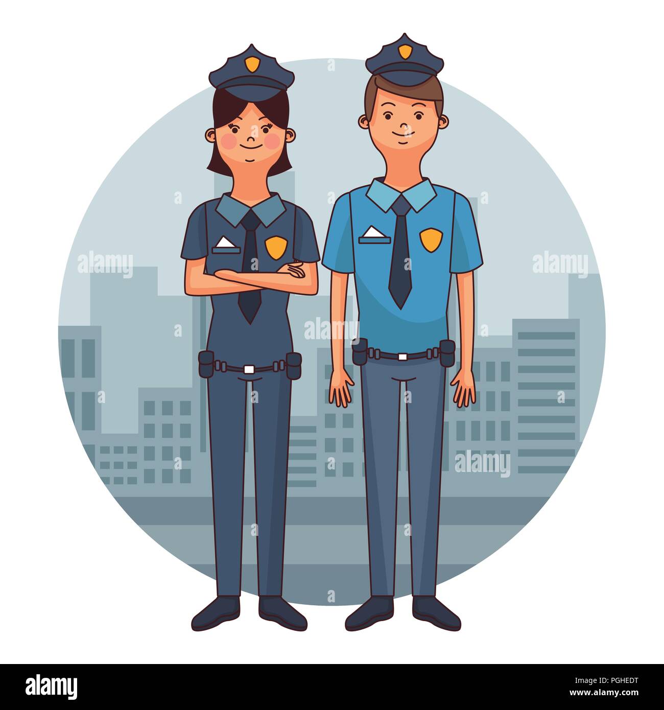Oficiales De Policia Dibujos Animados Imagen Vector De Stock Alamy