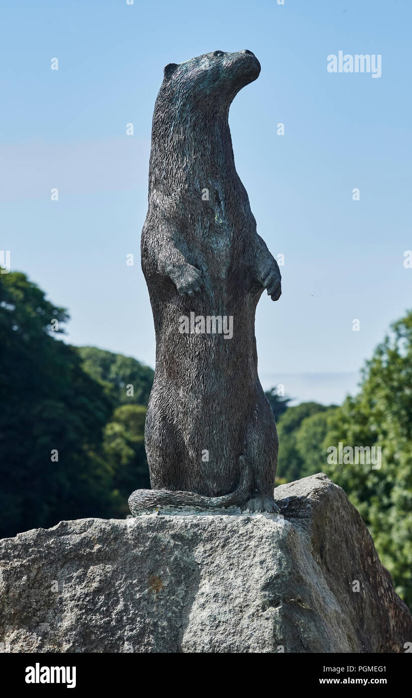 La nutria TEIFI escultura presentada a cardigan por el Dr. David Bellamy en nombre del dyfed Wildlife Trust para celebrar su jubileo de oro: 1938-1988 Foto de stock
